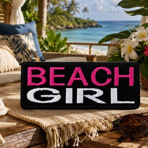 Beach Girl Patch/Iron-On Patch/Fun Vacation/Coconut Girl/Souvenir Gift/Embroidered Sew-On Appliqué for Clothing Jackets/Vests, Tote Bags