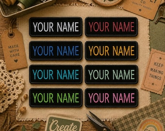 Etiqueta de nombre personalizada de 8,9 cm de ancho x 2,5 cm de alto - Parche bordado para planchar o coser, insignia de motociclista, emblema, equipo, disfraz militar