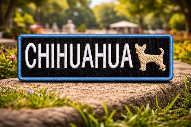 Patch chihuahuahond/opstrijkpatch/speelgoedpatch/familiehuisdier/cadeau Sassy-hond/geborduurde opstikapplicatie voor kledingvest/jas hondentuig afbeelding 1