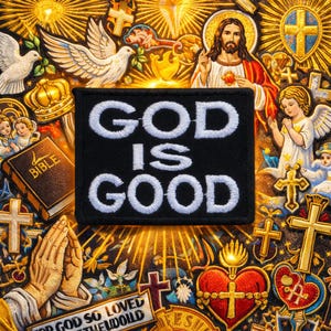 God is Good Patch/Iron-On Patch/Religious Gift/Christian Biker/Faith Decor/Embroidered DIY Sew-On Appliqué for Clothing Vest/Jacket Hats Bag