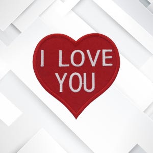 I Love You Heart Patch – Red Embroidered Iron-On Sew-On Romantic, Valentine&#39;s Day Badge for Jackets, Backpacks, Clothing, Gifts & DIY Crafts