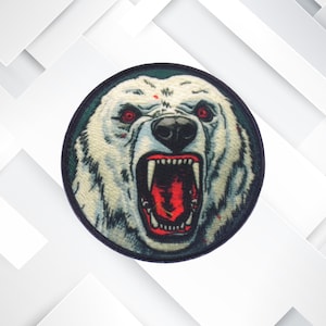 Iron On Polar Bear Patch – Angry Animal Applique for Jackets, Tactical Gear, Vests, Backpacks, Beast Mode Badge, Wilderness Outfit