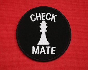 Aplique termocolante/Peça de Xadrez/Aplique Bordado para Costurar em Roupas, Coletes, Jaquetas, Chapéus, Mochilas e Equipamentos com o Símbolo de Xeque-Mate