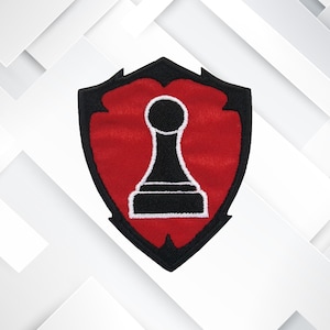 Black Pawn Patch – Chess Piece Iron-On Embroidered Applique for Jackets, Vests, Backpacks, Gamer Gear, Strategy Board Game DIY