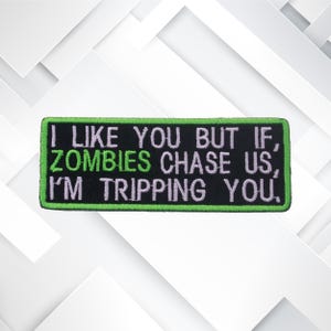 Iron On Zombie Humor Patch Embroidered Funny Apocalypse Appliqué for Jacket, Vest, Backpack, Sarcastic Halloween Survivalist Badge
