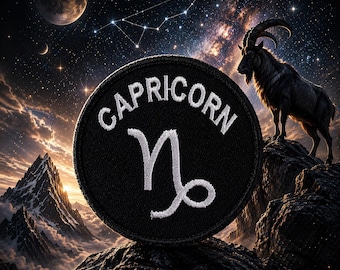 Parche del signo zodiacal Capricornio / Parche termoadhesivo / Regalo de cumpleaños astrológico / Aplique bordado para coser en chalecos, chaquetas, sombreros, mochilas y bolsos.