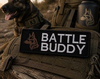 Battle Buddy Patch/German Shepherd/Dog Breeds/Military Working Dog/Iron-On Patch/Embroidered Sew-On Appliqué for Clothing Vest/Jacket Hats