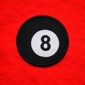 8 Ball Patch – Pool Billiards Embroidered Iron On Patch – Biker Vest Jacket Patch – Eight Ball Cue Sports Applique – Bar Novelty Gift Patch
