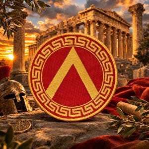 Spartan Shield Crest Patch/Iron-On Patch/Military Patches/Greek Gift/Embroidered Sew-On Applique for Clothing, Vest/Jackets, Backpacks, Bags