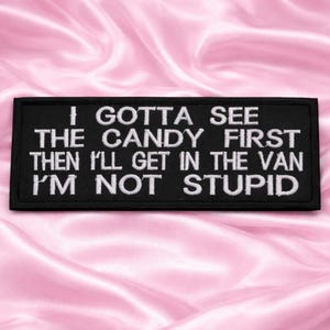 Parche bordado de caramelo para planchar, divertido y sarcástico, para chaqueta, mochila, chaleco, insignia de humor negro o parche de broma espeluznante de Halloween.