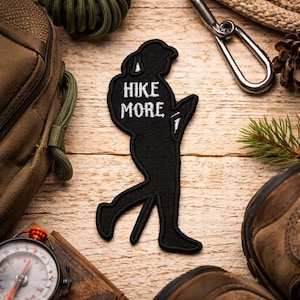 Custom Female Hiker Patch/Iron-On Patch/Hiking Badge/Embroidered Sew-On Appliqué with Personalized Text for Clothing Vest/Jacket Backpack