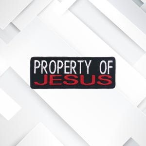 Property of Jesus Embroidered Patch Iron-on/Sew-on Badge Vest Jacket Clothing Jeans - Religious Faith Bible Christian Bikers - DIY Applique