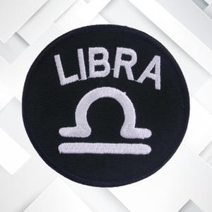 Parche de Libra: Insignia bordada de astrología para planchar y coser, ideal para chaquetas, mochilas, ropa, bolsos y regalos cósmicos.