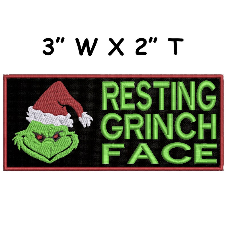 Christmas Resting Grinch Face Embroidered Patch Ironon / Etsy