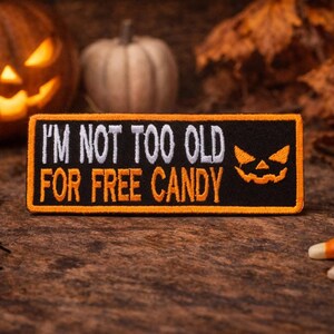 Parche de caramelo bordado para planchar, divertido aplique de Halloween para chaqueta, chaleco, disfraz, insignia de truco o trato, parche de humor espeluznante para adultos.