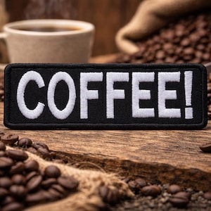 Kaffee! Aufnäher/Koffeinliebhaber/Aufbügelaufnäher/Sarkastischer Koffeinliebhaber/Gestickte Applikation zum Aufnähen für Kleidung, Westen/Jacken, Rucksäcke, Hüte