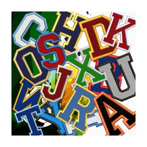 Parche termoadhesivo bordado con letras de la A a la Z, para universidad, con iniciales y números. Muchos colores para elegir.
