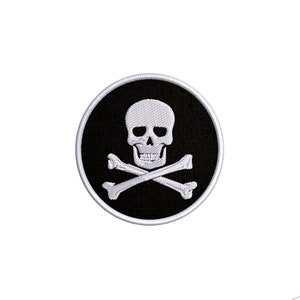 Skull and Crossbones Embroidered Applique Iron On Patch RIP Cross Halloween Cross Trick Or Treat Ghost Pumpkin Child Kids Grey or Black