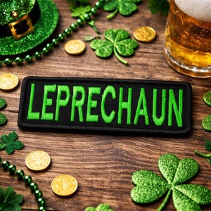 Leprechaun Patch/Iron-On Patch/St. Patrick’s Day Green/Party Wear/Embroidered Sew-On Applique for Clothing Vest/Jackets Backpacks Hats