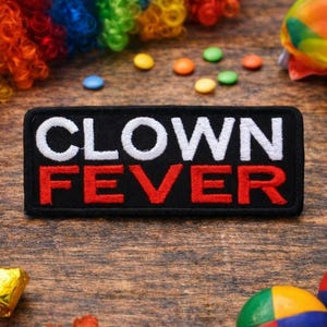 Parche termoadhesivo "Clown Fever", bordado, divertido aplique para chaqueta, chaleco y mochila, estilo circo, insignia de payaso espeluznante, parche con ambiente de carnaval.