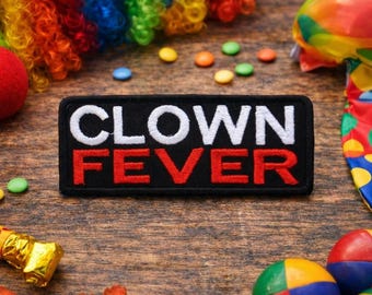 Parche termoadhesivo "Clown Fever", bordado, divertido aplique para chaqueta, chaleco y mochila, estilo circo, insignia de payaso espeluznante, parche con ambiente de carnaval.