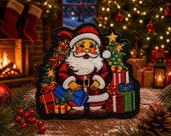 Santa Claus Patch/Iron-On Patch/Christmas Holiday Decor/Festive Decorative Gift/Sew-On Applique for Clothing, Stockings, Jackets, Backpacks