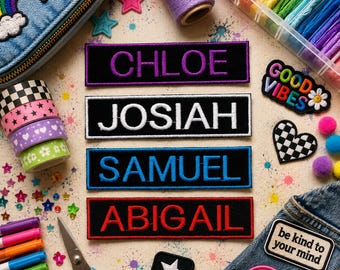 Custom Name Patch – Embroidered Iron-On/Sew-On Personalized Tag Appliqué for Jackets, Vests, Backpacks, Clothing, & Gear