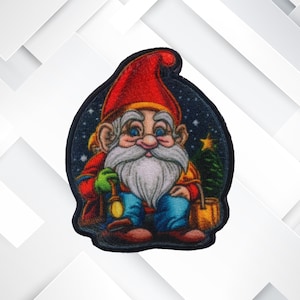 Christmas Gnome Patch – Iron-On or Sew-On Applique for Jackets, Backpacks, Holiday Clothing, Stockings, Gifts, Secret Santa, Dye Sublimated