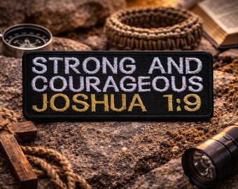 Joshua 1:9-patch/Bijbeltekst en Schrift/Opstrijkpatch/Christian Bikers/Religieus/Geborduurde opnaaiwerk voor kleding Vest/jas hoeden