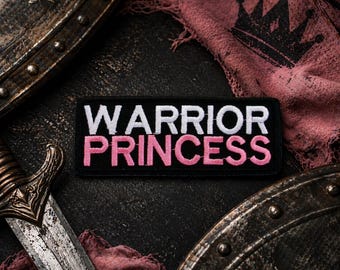 Warrior Princess Patch/Iron-On Patch/Funny Sayings/Girl Power/Embroidered Sew-On Applique for Clothing Vest/Jacket Backpack Tote Bag