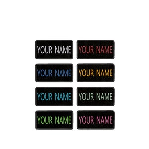 Custom Name Patch – Embroidered Iron-On/Sew-On Personalized 5&quot; Wide x 2&quot; Tall Tag Appliqué for Jackets, Vests, Backpacks, Clothing, & Gear