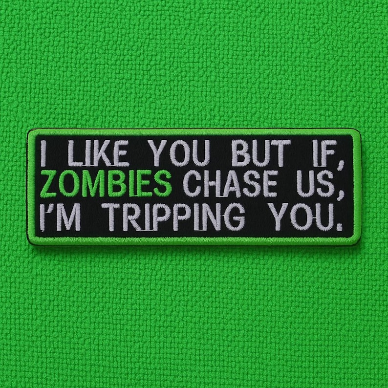 Patch zombiehumor/opstrijkpatch/sarcastische patch/geborduurde opnaaiende applicatie voor jas, vest, rugzak, halloween/survivalist-badge/ondoden afbeelding 1