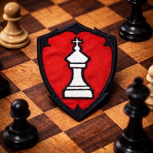 Weißer König Aufnäher/Bügelbild König/Schachfigur/Strategy Brettspiel Geschenk/gestickte Aufnäher für Kleidung Jacken/Westen Rucksäcke
