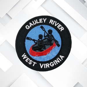 Gauley River White Water Rafting Patch Iron-On Embroidered Appliqué for Jacket, Backpack, Vest, West Virginia Souvenir, Rafting Badge