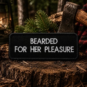 Parche «Barbudo para su placer» – Divertido aplique bordado termoadhesivo o para coser con diseño de barba. Ideal para chaquetas, chalecos, bolsos y ropa.