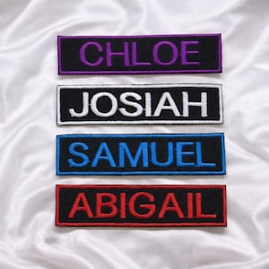 Custom Name Patch – Embroidered Iron-On/Sew-On Personalized Tag Appliqué for Jackets, Vests, Backpacks, Clothing, & Gear