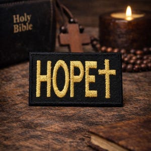 Naszywka z krzyżem nadziei – haftowana, do naszycia i prasowania, inspirująca, chrześcijańska aplikacja do naszycia na kurtki, torby, okładki na Biblię, prezenty i ubrania