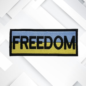 Iron On Freedom Patch – Embroidered Blue and Yellow Appliqué for Jacket, Backpack, Hat, Patriotic Badge, Liberty Statement, Ukraine Support