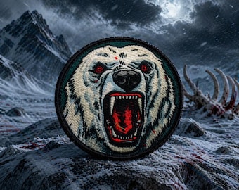 Polar Bear Patch/Iron-On Patch/Wild Animal Badge/Beast Mode/Nature & Wildlife/Sew-On Applique for Clothing Vest/Jacket Hats Backpacks Gear