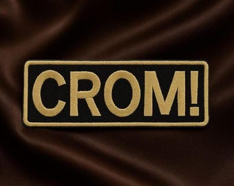 Patch CROM!/Patch termocolante/Patches de quadrinhos/Aplique bordado para costurar em jaquetas, coletes, para fãs de fantasia/bárbaros/espada e feitiçaria