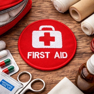 First Aid Patch/Iron-On Patch/Emergency Preparedness/Merit Badge/Embroidered Sew-On Appliqué for Backpack, Jacket/Vest, Medical Kit Bag