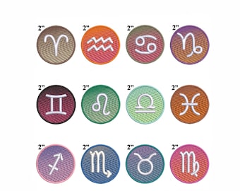 Zodiac Astrology Sign Embroidered Patch Iron-on/Sew-on Applique Cool Custom Jeans Vest Jacket Clothing Bag Hat Uniform Night Stars Moon Sky