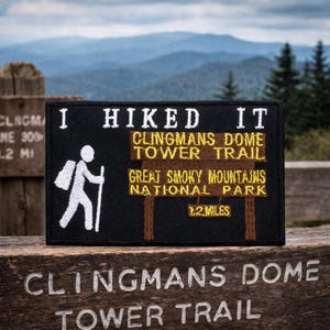 Clingmans Dome Tower Patch Iron-On Embroidered Appliqué for Backpack, Jacket, Vest, Hiking Trail Badge, Smoky Mountains Souvenir