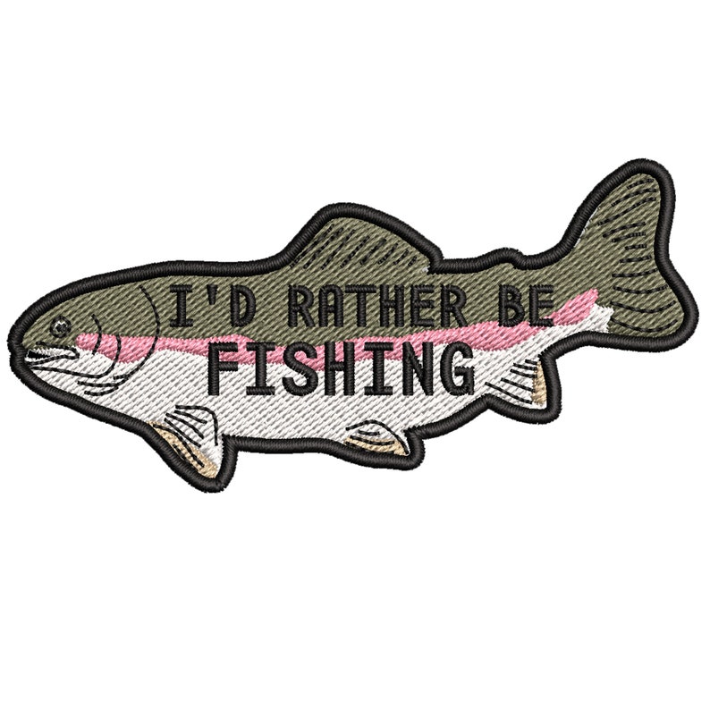 Freshwater Fish Patch Rainbow Trout I'd Rather Be Etsy