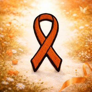 Orange Ribbon Patch/leukemia Awareness Support/Fundraiser Gift/Iron-On Patch/Embroidered DIY Sew-On Applique for Jackets, Backpacks, Bags