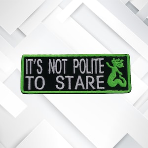 It Isn&#39;t Polite to Stare Medusa Embroidered Patch Iron On / Sew On Cool Custom Badge Emblem Name Tag gift for Vest Jacket Clothing - Funny