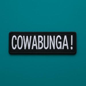 Écusson COWABUNGA/écusson thermocollant/cadeau de surfeur, cadeau rétro drôle des années 90/applique brodée à coudre pour vêtement gilet/veste sac à dos image 3
