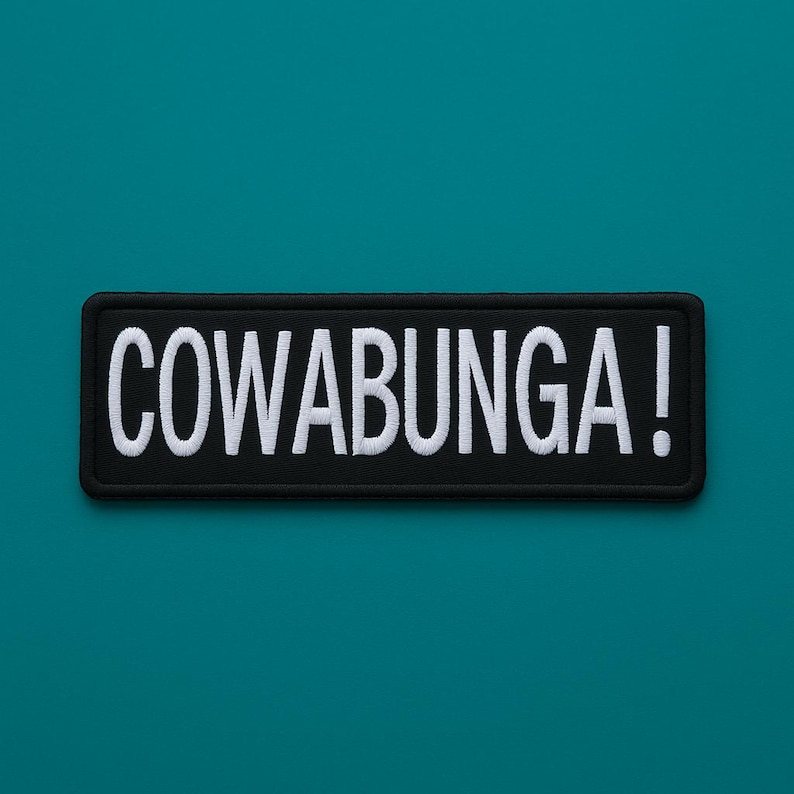 Écusson COWABUNGA/écusson thermocollant/cadeau de surfeur, cadeau rétro drôle des années 90/applique brodée à coudre pour vêtement gilet/veste sac à dos image 3