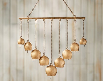 Golden Bells Wind Chime, Indoor, Outdoor, Unique Wind Chime, Light Ring, Outside Decor, Garden Decor, Popular Mothers Day Gift