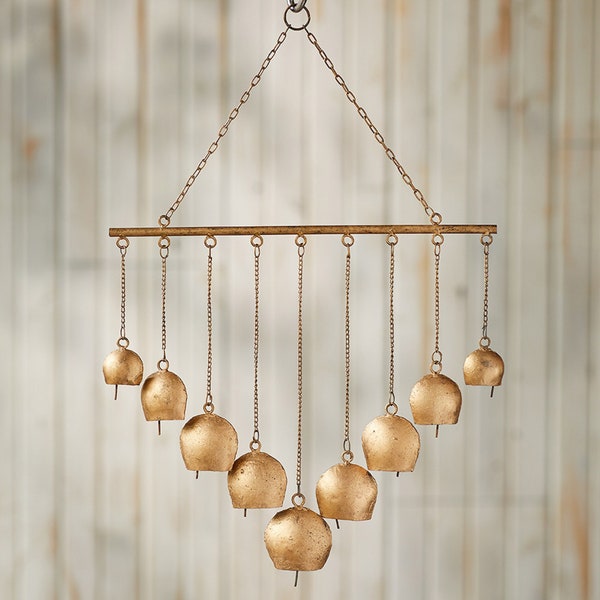 Golden Bells Wind Chime, Indoor, Outdoor, Unique Wind Chime, Light Ring, Outside Decor, Garden Decor, Popular Mothers Day Gift